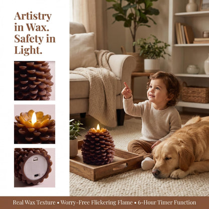 Xin ming Flameless Votive Candle, Realistic Flickering Warm Glow LED Candle with 6-Hour Cycle Timer, Battery Operated for Romantic Ambiance & Holiday Decor（4 x 5.5 Inch）