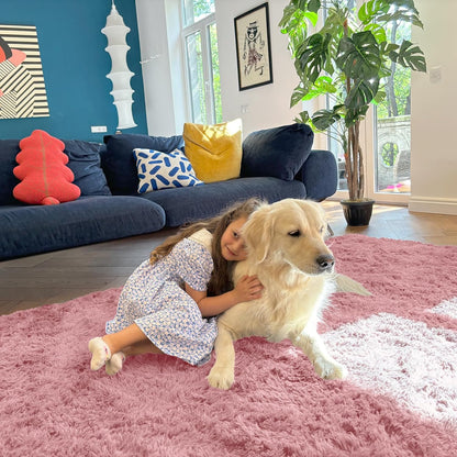 OLANLY Soft Fluffy Shaggy Runner Rugs - Machine Washable Indoor Carpet for Bedroom & Hallway | Pale Pink