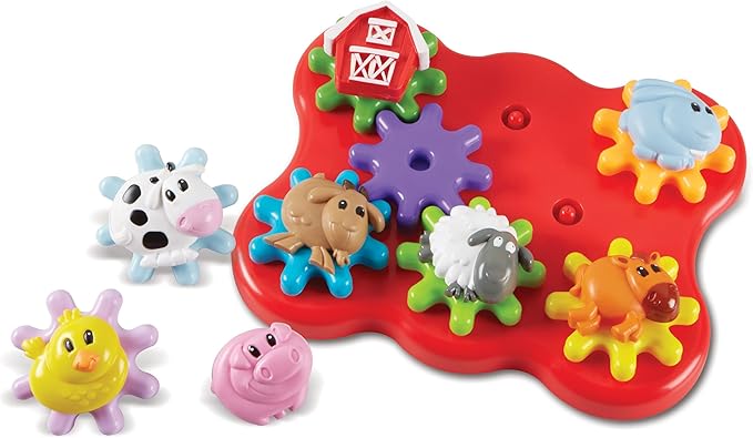 Learning Resources Barnyard Friends Build &amp Spin - Toddler Sensory Toys Montessori Building Set Preschool STEM Busy Board Cogs and Gears for Kids Fine Motor Skills Gifts for Boys and Girls