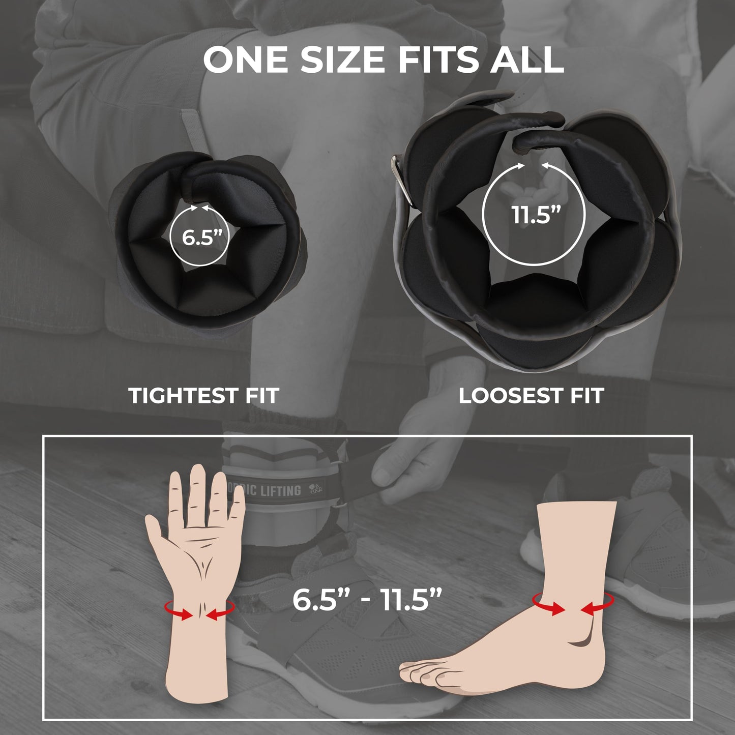 Adjustable Ankle Weights for Women and Men - 1 Pair 2 4 6 8 10 Lbs - Strap to Wrist, Hand or Leg for Gym & Yoga - Workout Equipment to Boost Weight Loss by Nordic Lifting