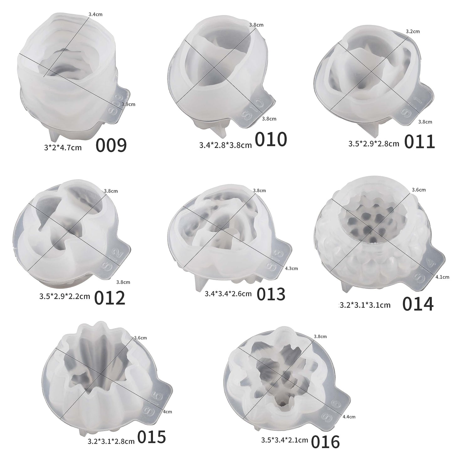 8 Pack Flower Succulent Candle Mold Resin Casting Silicone Molds for Home Decor & Candle Making Wave Spiral Mold