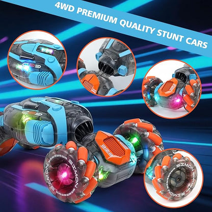 MagicKidz Gesture Sensing RC Stunt Car for Kids - Birthday Gifts for Boys 5 6 7 8 9 10 11 12 Year Old 2.4Ghz Remote Control Twist Vehicle Toy with Lights &amp Music 4WD Off-Road