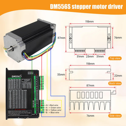 RATTMMOTOR 4 Axis Nema 23 Stepper Motor Kit,3A 425oz.in 112mm Motor Driver,Mach3 Motion Control Card 4 axis USB CNC Controller Kit,36V DC Power Supply for CNC Router Engraving Machine