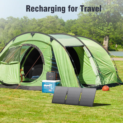 Portable Power Station with Foldable Solar Panel 30W Included, 110V 100W AC Outlet Portable Solar Power Pack Generator with Panels, Camping Solar Power Bank for Laptop Smart Device RV Outdoor Backup