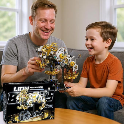 Mechanical Lion Building Block Toy Set Futuristic Mechanical Beast Model with Movable Parts &amp Gears Premium Mechanical Building Kit with Display Stand Ideal Gift for Boys &amp Adults
