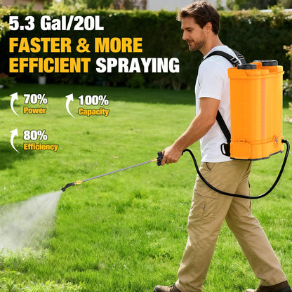 Battery Powered Backpack Sprayer for De-walt 20v Max Battery, 5.3 Gallon, 100 PSI Electric Weed Sprayer, Yard Graden Sprayer with Telescopic Wand, 7 Nozzles, Backpack Sprayer 20v(Battery Not Included)