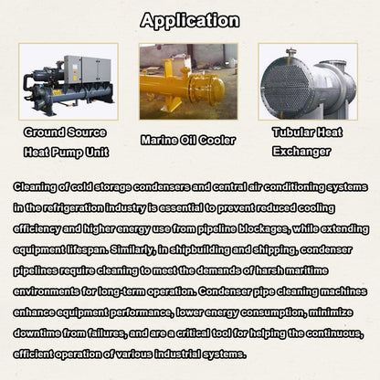 INTBUYING Chiller Condenser Tube Cleaning Machine, 110V/220V Heat Exchanger Tube Cleaner Machine, with Water Spray Rotary Brush, Portable Copper Pipe Cleaner for 0.6-0.7 Inch Pipe Diameter