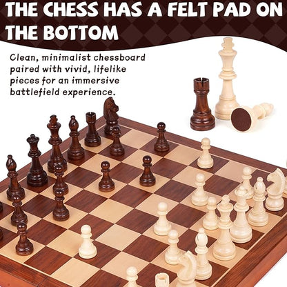 20 Inch Super Large Wooden Chess Set Hand-Carved Wooden Chess Pieces with 4.5” King Built-in Storage &amp 2 Extra Queens Luxury Folding Tournament Chess Board Game for Adults and Kids