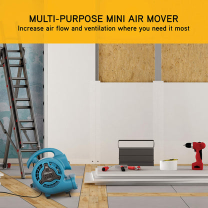 XPOWER P-80A Mini Mighty 138 W 600 CFM Centrifugal Air Mover, Carpet Dryer, Floor Fan, Blower, Stackable, Daisy Chain, for Water Damage Restoration, Janitorial, Plumbing, Home Use
