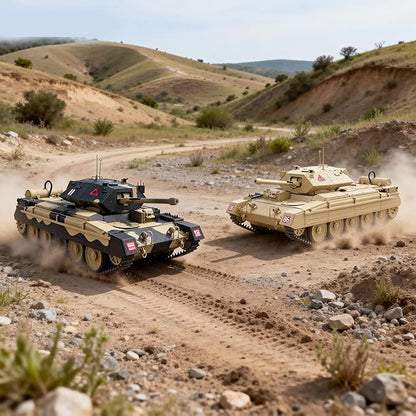 Crusader Mk VI Remote Control Tank 1/16 GB Tank War RC Military Vehicle Simulation Smoke Barrel Lifting/Barrel Expansion/Turret Rotation 360 Degrees/Dual Flow Gearbox/NOT Shooting Camouflage
