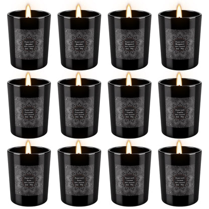 12-Pack Scented Candles Gift Set, 2oz Soy Wax Aromatherapy Candles with 6 Assorted Fragrances, Hand Poured Natural Essential Oil Jar Candles for Home Office Yoga Decor, Birthday Christmas Mother's Day