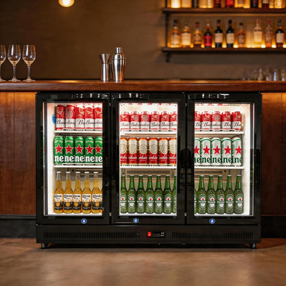 Back Bar Cooler Under Counter Beverage Refrigerator, 12.8 Cu Ft Undercounter Fridge,3 Door 5 inch Commercial Beer Built-In Cooler with LED Light Adjustable Shelves Safety Locks,ETL Approval