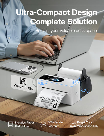 Phomemo 4x6 Shipping Label Printer with Touch Screen, Wireless Bluetooth Thermal Printer for Small Business & Packages, Compatible with Amazon Shopify UPS USPS, Support Android iOS Windows Mac