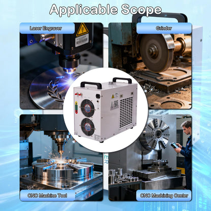 CW-5200DH Industrial Water Chiller, 6L Laser Cooling System for 60W-150W CO₂ Engraving Cutting Machines, Precise Temperature Control, High Efficiency 0.9HP