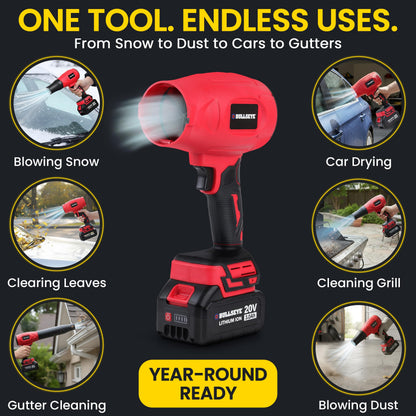 Bullseye Blower – Cordless Leaf Blower, Handheld Turbo Jet with 2 Batteries, 20V 350W Electric Air Power for Patio, Garage Cleaning and Car Drying – As Seen on TV