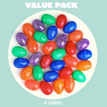 JOYIN 30 Pcs Plastic Iridescent Printed Bright Easter Eggs 3.15" Tall for Easter Hunt, Basket Stuffers Fillers, Classroom Prize Supplies, Filling Treats and Party Favor