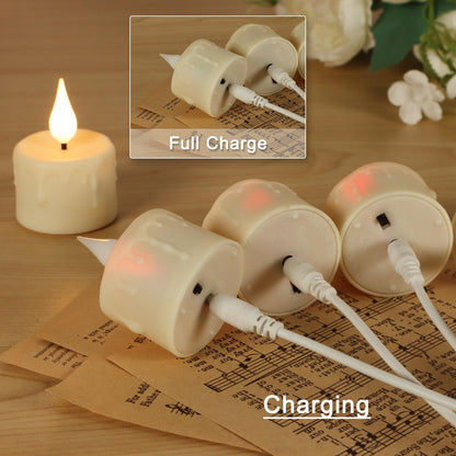 FREEPOWER Rechargeable Flameless Tea Lights with Remote Timer, Soft 3D Wick LED Tealights Candles Battery Operated, Rechargeable Candles Flickering Realistic for Home Decor Up to 40 Hours,6 Pack