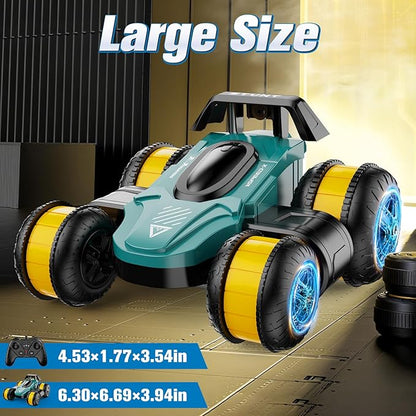 High Speed Drift Remote Control Stunt Deformation Car Birthday Gifts for Boys and Girls 4-16 Years Old (Green)
