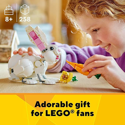 LEGO Creator 3 in 1 White Rabbit Animal Toy Building Set STEM Toy for Kids 8+ Transforms from Bunny to Seal to Parrot Figures Creative Play Building Toy for Boys and Girls 31133
