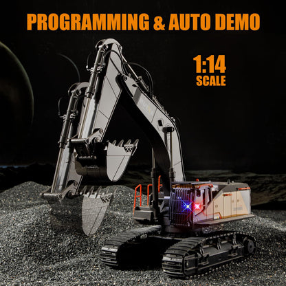 Ssccgym 20.4 Inch 22 Channels Remote Control Excavator Truck 1/14 Scale Metal Shovel Independent Arms RC Digging Machine Metal Alloy Construction Vehicles Toy for 14y+ Beginners