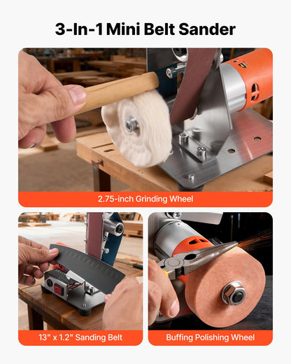 VEVOR Professional Belt Sander with Stand, 9" Disc & 6" x 48" Belt Sander Combo, 800W Sanding Machine with 0-45° Adjustable Worktable for Woodworking, Furniture Refinishing, Knife Sharpening