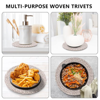 Coga Trivets for Hot Dishes, Trivets for Hot Pots and Pans, 7 Inchs Hot Pads 4 Pcs and Storage Basket for Countertops, Pot Holders for Kitchen, Cotton Table Protector Hot Mats Heat Resistant (Brown)