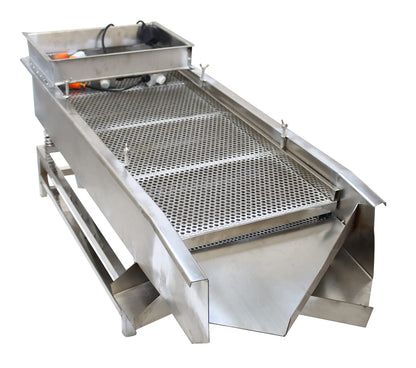 TECHTONGDA Straight Vibrating Sieve Screen Shaker Electric Linear Sifter Machine Stainless Steel Two Layers Two Motors 8mm 6mm Screen Size 15.7×37.4inch 110V