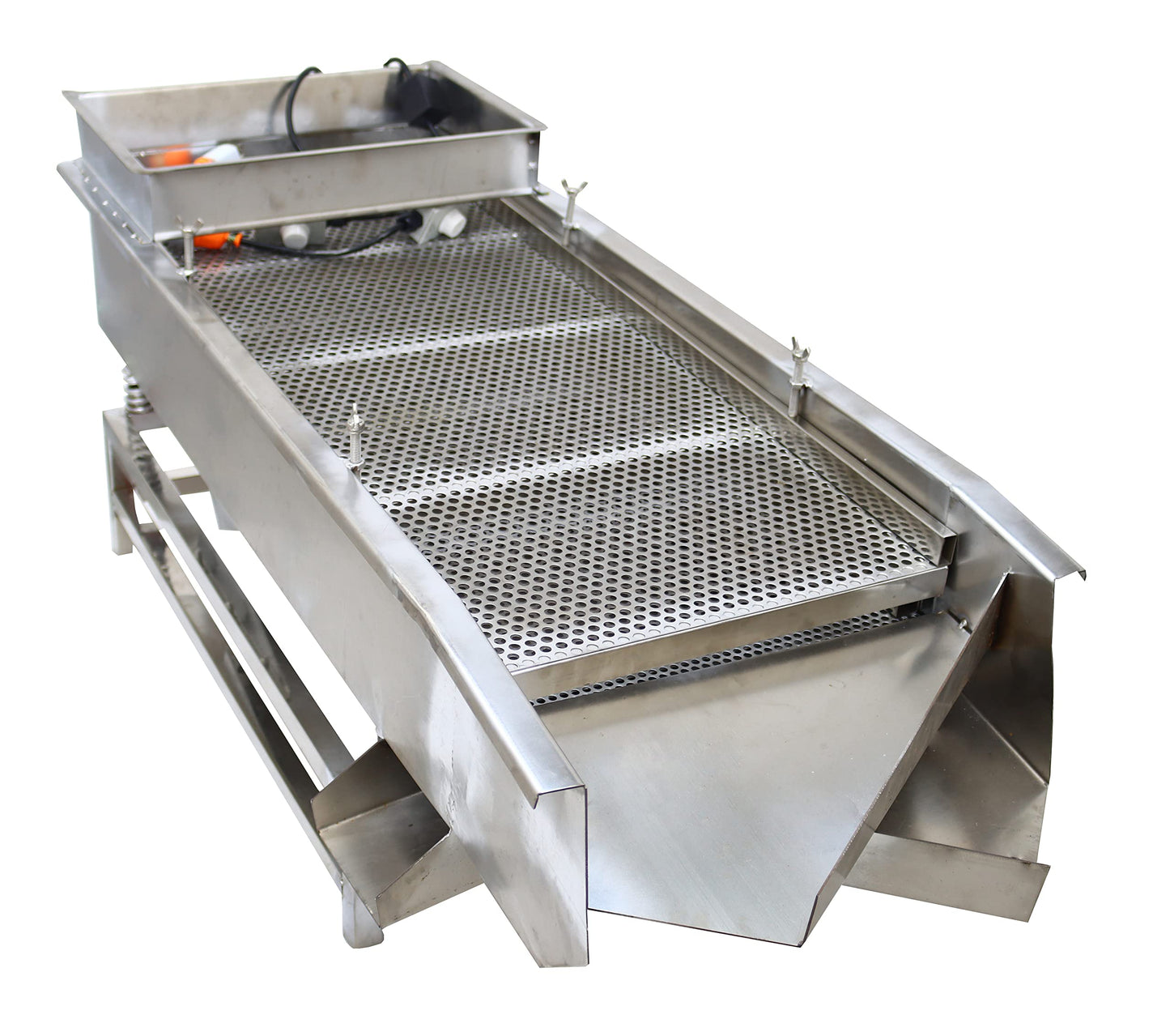 TECHTONGDA Straight Vibrating Sieve Screen Shaker Electric Linear Sifter Machine Stainless Steel Two Layers Two Motors 10mm 5mm Screen Size 15.7×37.4inch 110V