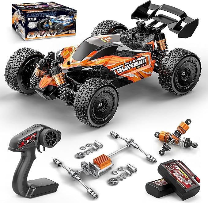 RC Cars 1:18 High-Speed RC Off-Road Truck for Adults &amp Boys36KM/H RC Car with Metal Drivetrain Dual Rechargeable Batteries Splash-Proof Electronics Portable Remote Control Car for Outdoor Fun