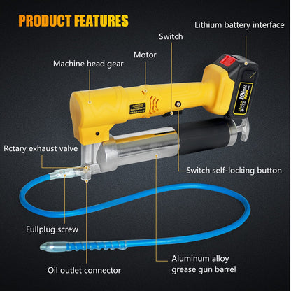 20V MAX Electric Grease Gun Kit with 2 Batteries and Charger, 12000 PSI Cordless Grease Gun Kit with Quick Release Coupler, 39” Hose, Extension Rigid Pipe for Tractors, Trailers, Mechanical