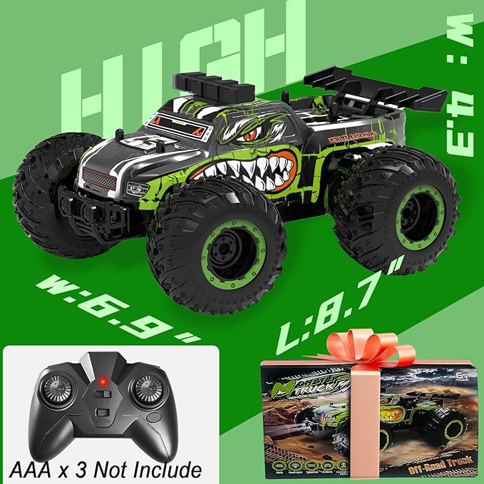 Remote Control Car for KidsHigh Speed 20 KM/H RC Cars ToysOff-Road with 2 Headlights and 2 Rechargeable Battery RC TruckDinosaur Toys Gift for Adult Boys Girls 8-12