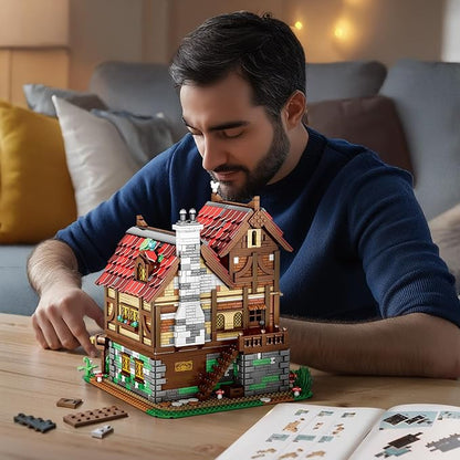 Reobrix Medieval Tavern Building Set European Century Bistro Kit 66018 Collectible Architecture Display with Highly Detailed Wine Cellar &amp Armory Creative Construction Gifts for Adults Teens 1