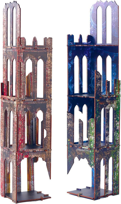 Gothic Sci-Fi Towers Ruin Terrain Set for WH40K D&ampD Pathfinder Painted Modular Building Tabletop Scenery for 28mm Kill Team Miniatures RPG Wargames Battlezone Creation Kit for Tactical Gamepla