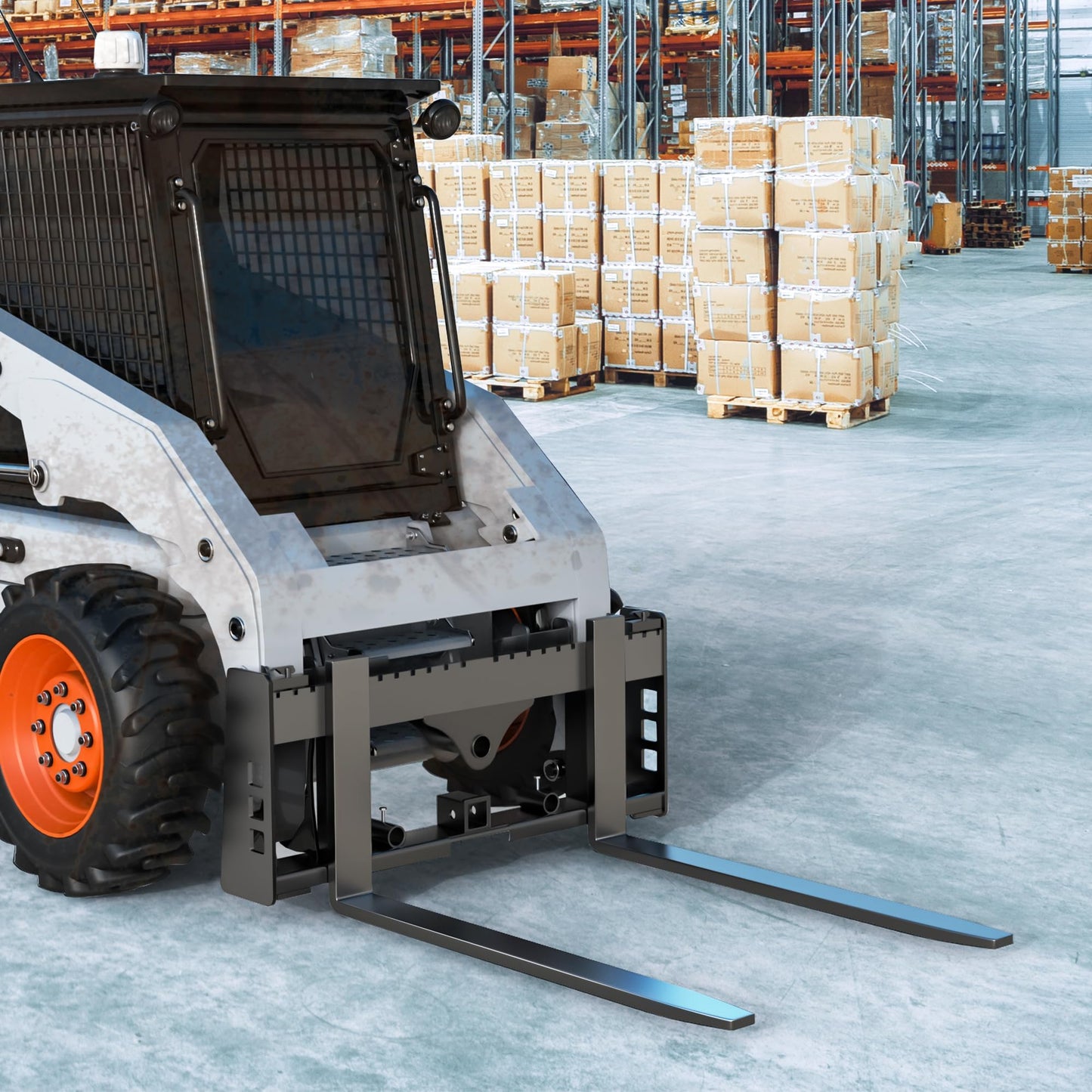YITAMOTOR 45" Pallet Forks Frame Attachment with 48" Pallet Forks Forklift Blades, 4000 lbs Capacity with 2 Inch Receiver Hitch & Spear Sleeves for Kubota Bobcat Skid Steer Loaders Tractors