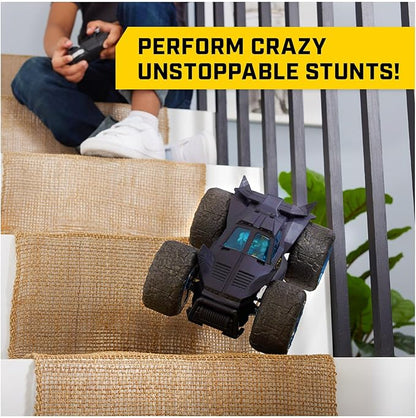DC Comics Batman Stunt Force Batmobile Indoor Remote Control Car Turbo Boost &amp Crazy Stunts Collectible Super Hero Kids Toys for Boys and Girls 4 and Up