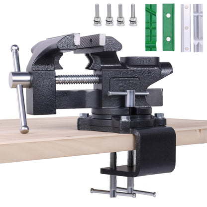 Bench Vise, 6" Jaw Width, Table Vise For Workbench,2-in-1 Multi-Purpose Heavy Duty Bench Vice With Two Multifunctional Jaws, 270° Swivel Base Home Vise for Woodworking, Welding and DIY