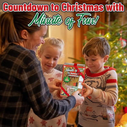 Funwares 24 Days of Christmas Games - Complete Advent Calendar Christmas-Themed Minute to Win It Challenges for Kids Teens &amp Families 2-12 Players Ready to Play Right Out of the Box!