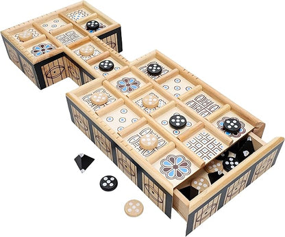 WE Games The Royal Game of UR - Wood Board with Storage Drawer | One of The Oldest Strategy Games in The World