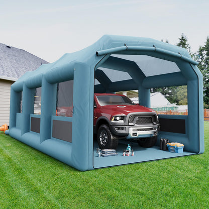 Garvee Inflatable Paint Booth, 26x15x11 FT Inflatable Spray Booths with 550W+750W Blower, Portable Paint Booth with Air Filter System, PVC Windows for DIY Painting, Mobile Detailing, Auto Refinish