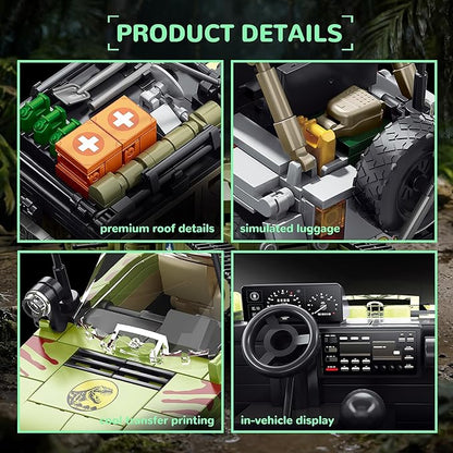 Dinosaur Classic Off-Road Vehicle Building Set 3-in-1 All-Terrain Car Trucks Collection Model Kit for Adults -1632PCS