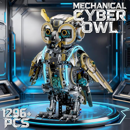 Mechanical Owl Building Blocks Hand-Crank or Electric Powered Moving Snake Engineering Construction Set for Kids and Adults Detailed Mechanical Model with Gears and Lights