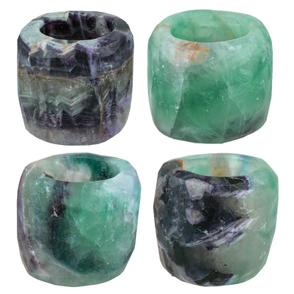 mookaitedecor Natural Fluorite Crystal Tea Light Candle Holder/Air Plant Holder Home Decor