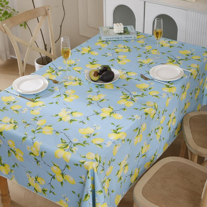 Walrus Heavy Duty Vinyl Tablecloth with Flannel Backing Waterproof Oil-Proof Plastic Table Cloth Stain-Resistant Wipeable Rectangle or Square Table Cover for Indoor and Outdoor (Lemon, 60x102 Inch)