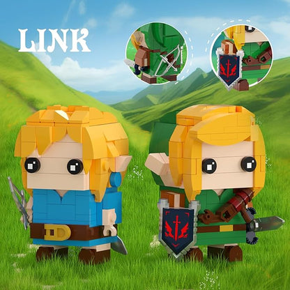 BOTW Link Figure Building Set Classic Characters 2-in-1 Birthday Party Decorations Supplies Gifts for 14+ Fans &ampAdults