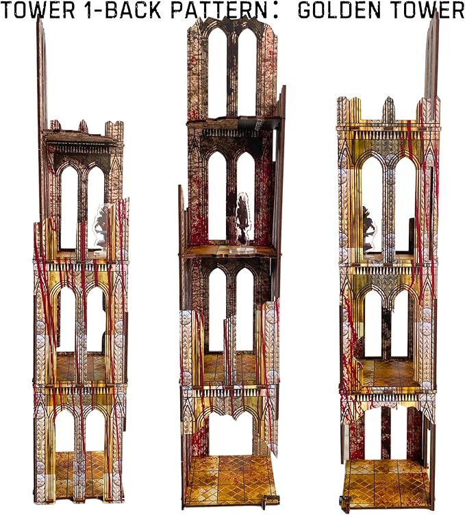 Gothic Sci-Fi Towers Ruin Terrain Set for WH40K D&ampD Pathfinder Painted Modular Building Tabletop Scenery for 28mm Kill Team Miniatures RPG Wargames Battlezone Creation Kit for Tactical Gamepla