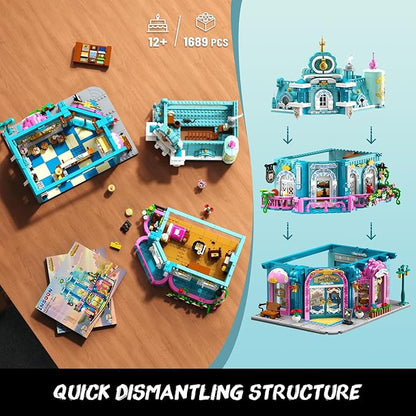 Castle Dairy Bakery Store Building Set with Light Easter 1689 PCS City House Building Block Toy with Milk Cake Bread Home Decor Construction Model Kit for Adults Kids Boys Girls Ages 12+