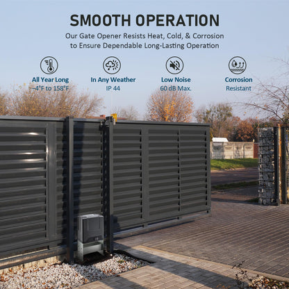 CO-Z 4400 lb Automatic Sliding Gate Opener with 2 Remote Controls, Electric Rolling Driveway Fence Slide Gate Motor, Complete Gate Operator Hardware Security System Kit for Sliding Gate Up to 40 Feet