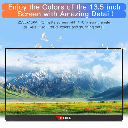 13.5''Portable Monitor for latop ,2K FHD 60HZ Laptop Monitor Screen,USB-C and HDMI Inputs, Ultra-Slim IPS Panel with HDR and Premium Smart Cover & Speakers for Laptop,PC,Phone,PS4/5,Switch,Mac,Xbox