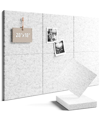 Felt Bulletin Board Tiles -28"x18" Cork Board Alternative for Office Decor, Push Pin Board Wall Organizer 6-Pack -Marble Gray