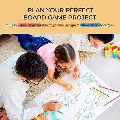DIY Board Game Kit - Make Your Own Board Game Kit with Double-Sided Blank Game Board Blank Box Game Pieces and Accessories